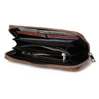 Designer Inspired Long  Brown Purse In An Oval Design