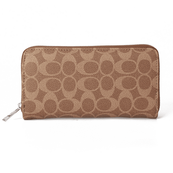 Designer Inspired Long  Brown Purse In An Oval Design
