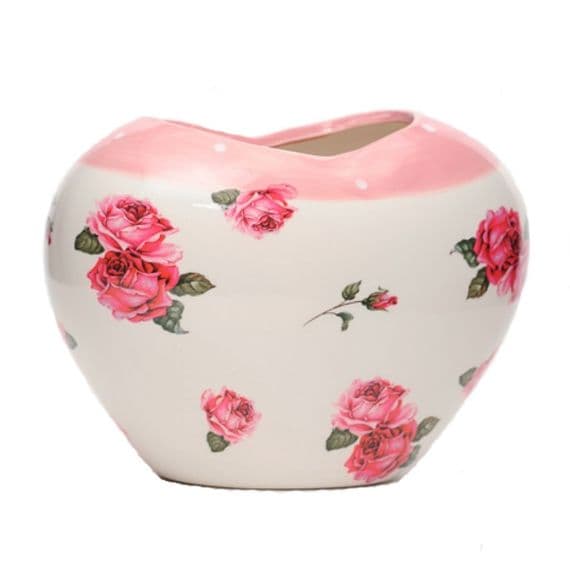 Dolomite Oval Vase With A Floral Design