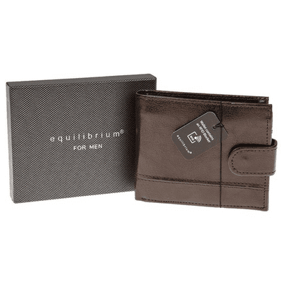 Equilibrium Mens Brown Leather Wallet With RFID