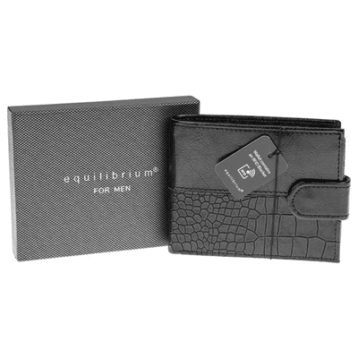 Equlibrium RFID Men's Black Leather Wallet