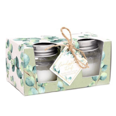 Eucalyptus Sweetly Scented Pack Of Two Mini Scented Candles in Mason Jars