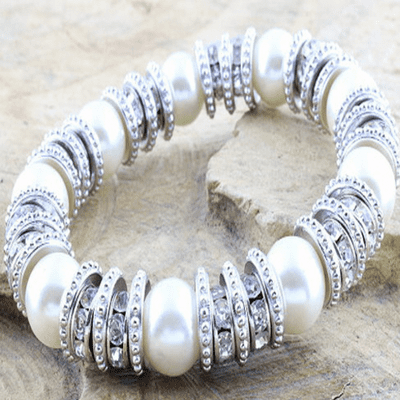 Faux Pearl & Crystal Bracelet