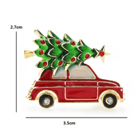 Festive Red Car Brooch with a large Christmas Tree on its roof