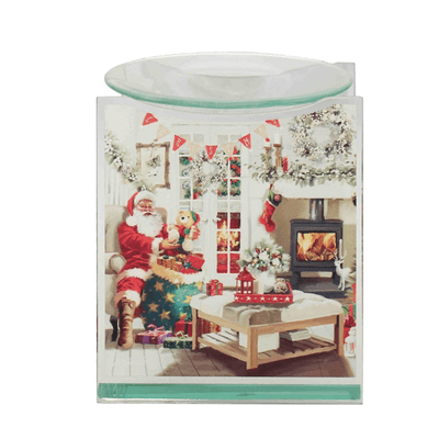 Festive Santa Design Glass Wax or Oil Burner