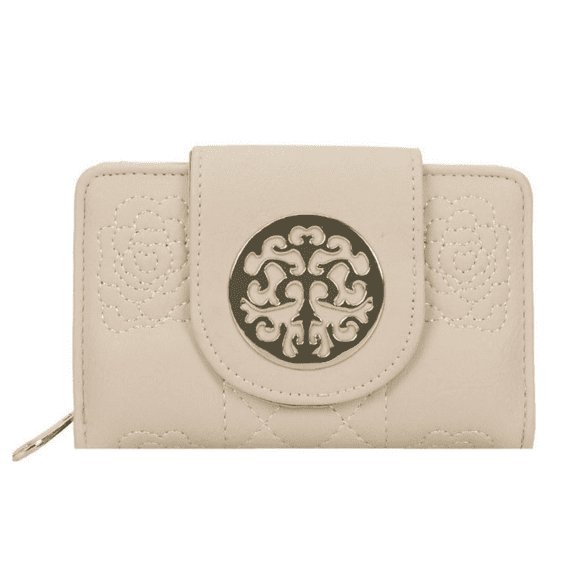 Floral and Metal Design Purse in Beige