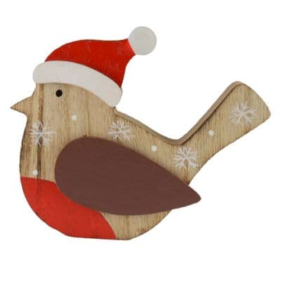 Free Sitting Chunky Wooden Festive Christmas Robin