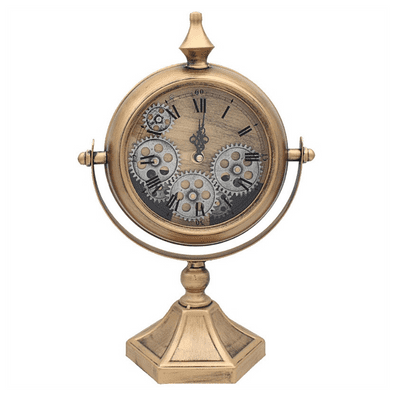 Free Standing Cog Design Gold & Silver Mantel Clock