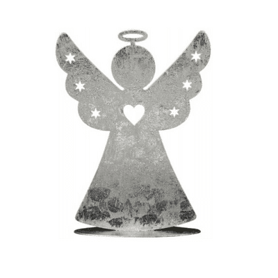Freestanding Silver Tone Angel Tea Light Holder