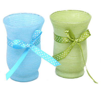 Frosted Glass Tea Light Holder with matching polka dot bows