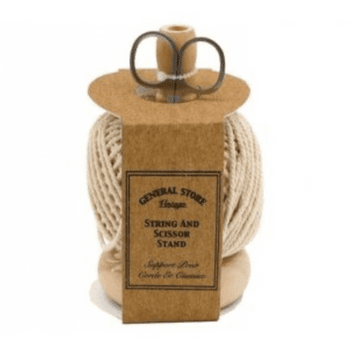 General Store String & Scissors on a Wooden Stand