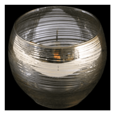 Gold circles design glass candle holder