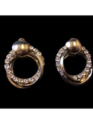 Gold colour and Crystal Hoop Entwined Earrings