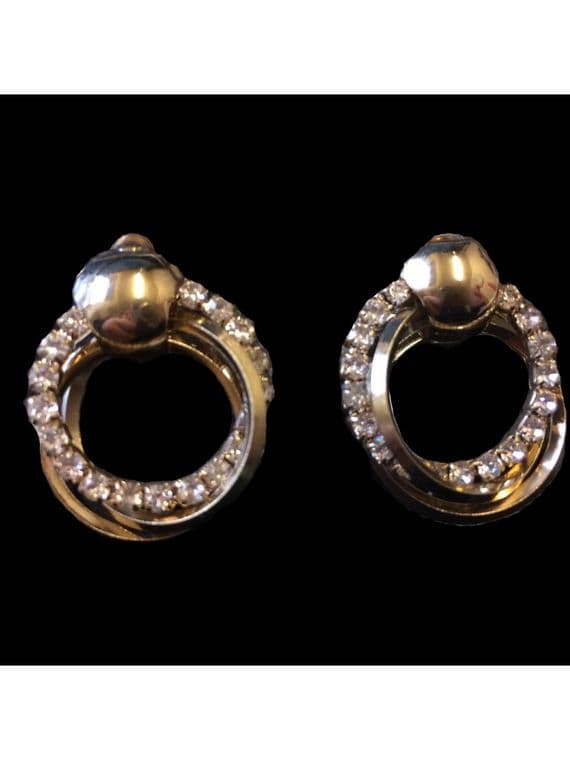 Gold colour and Crystal Hoop Entwined Earrings