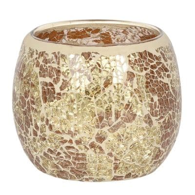 Gold Glass Crackle Design Candle Holder