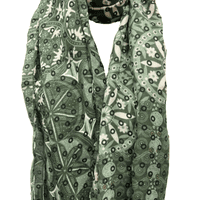 Green Floral and Circle Design Lightweight Scarf