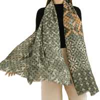 Green Floral and Circle Design Lightweight Scarf