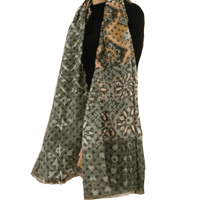 Green Floral and Circle Design Lightweight Scarf