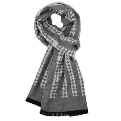 Grey and White Checked Design Men's Scarf