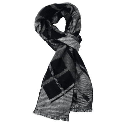 Grey & Black Crossover Design Men's Scarf