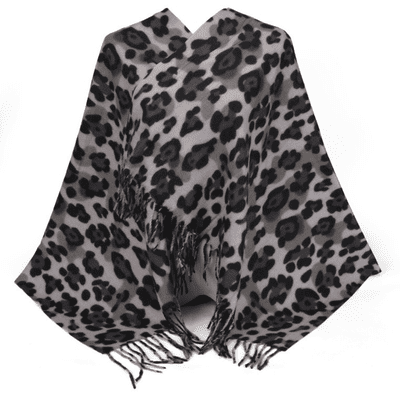 Grey Leopard Print Autumn Winter Ladies Scarf