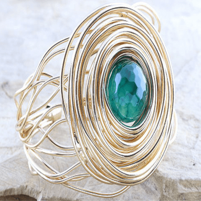 Handmade Twisted Wire Cuff in a Gilt Tone