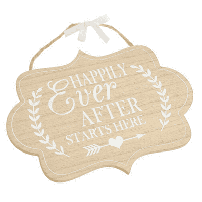 Happliy Ever After Starts Here Wooden Plaque