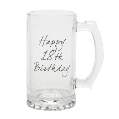 Happy 18th Birthday Glass Tankard