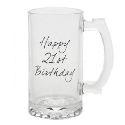 Happy 21st Birthday Glass Tankard
