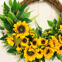 Happy & Bright Yellow Faux Sunflower Half Style Door Wreath