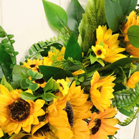 Happy & Bright Yellow Faux Sunflower Half Style Door Wreath