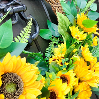 Happy & Bright Yellow Faux Sunflower Half Style Door Wreath