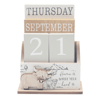 Highland Cow Design Perpetual Calendar