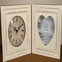 Home Sweet Home Shabby Chic Cream Clock and Cream Cut Out Heart Photo Frame