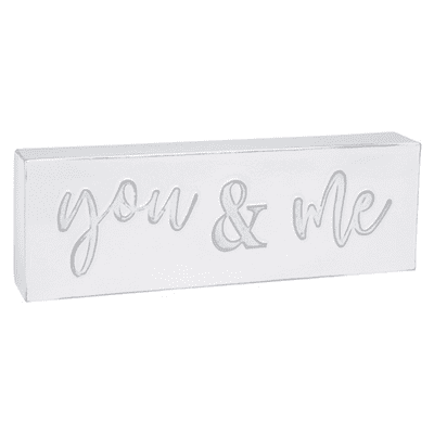 Homestyle Freestanding White Metal Plaque You & Me