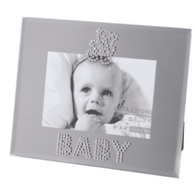 Impressions Mirrored Glass Baby Frame for a Baby Girl