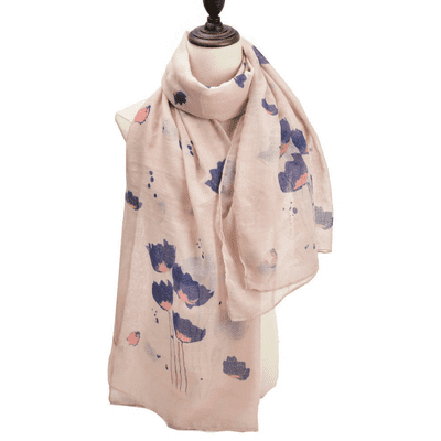 Ink Painting of a Lotus Floral Design Lightweight Scarf