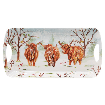 Jennifer Rose Highland Cow Design Christmas Winter Tray