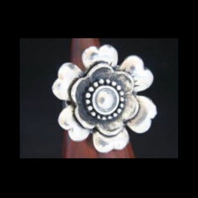Ladies Adjustable Metal Flower Design Fashion Ring