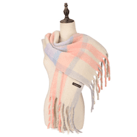 Ladies Pink and Blue Checked Winter Scarf