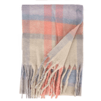 Ladies Pink and Blue Checked Winter Scarf