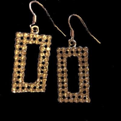 Ladies Rose Gold & Peach Colour rectangle crystal earrings