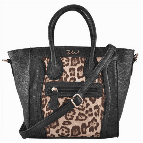 Leopard Print Patchwork Handbag in Earth Yellow