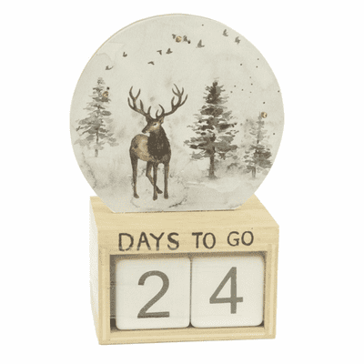 Light Up Reindeer Image On A Wooden Countdown Advent Calendar