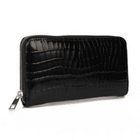 Long Black Textured Design Purse Wallet