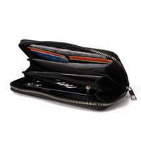 Long Black Textured Design Purse Wallet