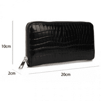 Long Black Textured Design Purse Wallet