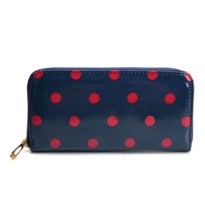 Long Navy Dotted Design Wallet Purse