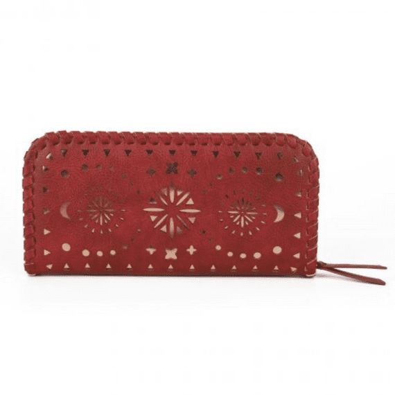 Long Red Purse With Cut Out Design