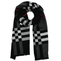 Men's Black Plaid and Stripes Scarf